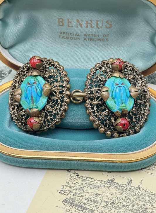 Antique Neiger Brothers STYLE Egyptian Revival Scarab Belt Buckle • Circa 1920s