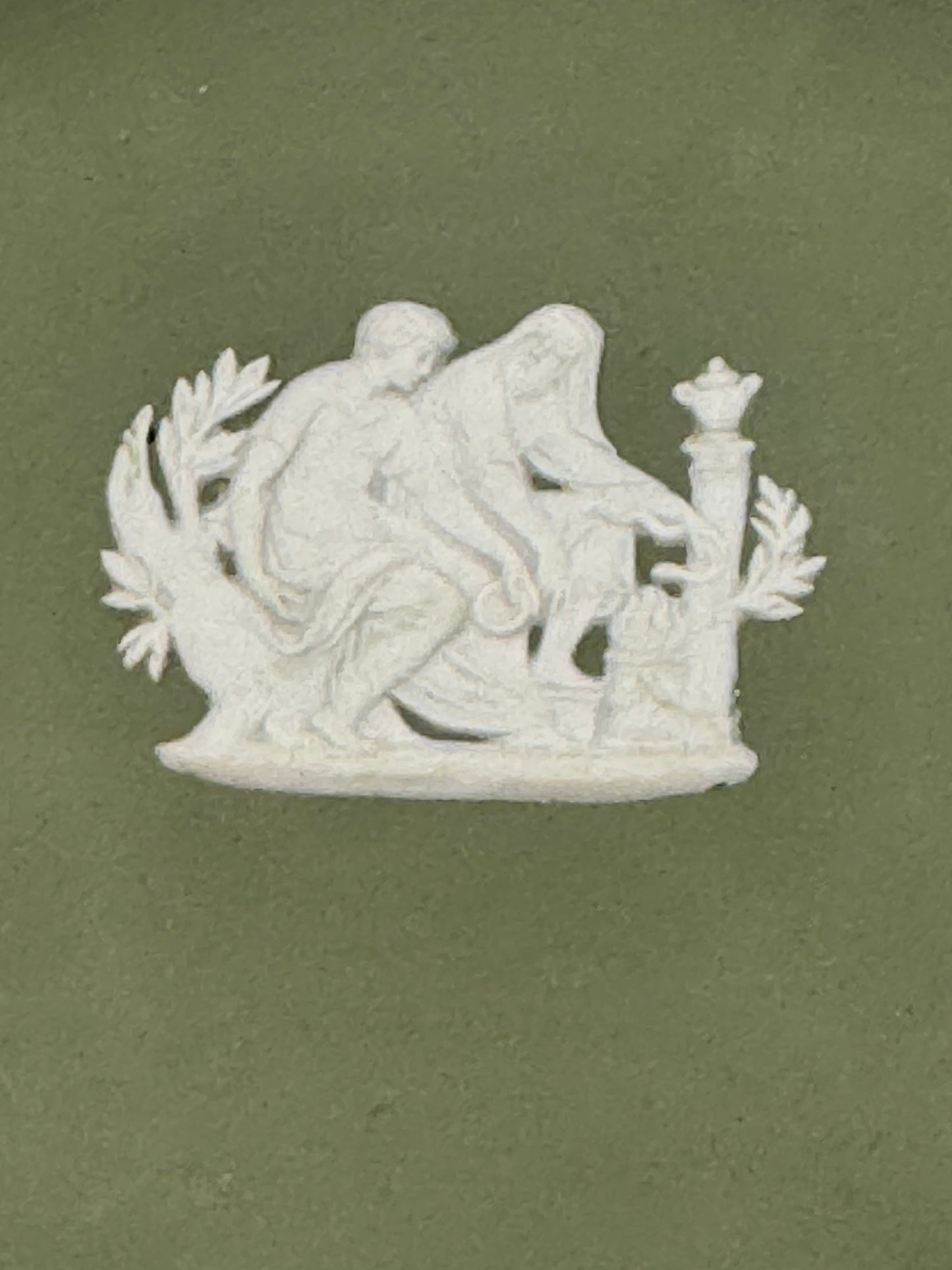 1960 Wedgwood Olive Green Jasperware Scalloped Trinket Dish England