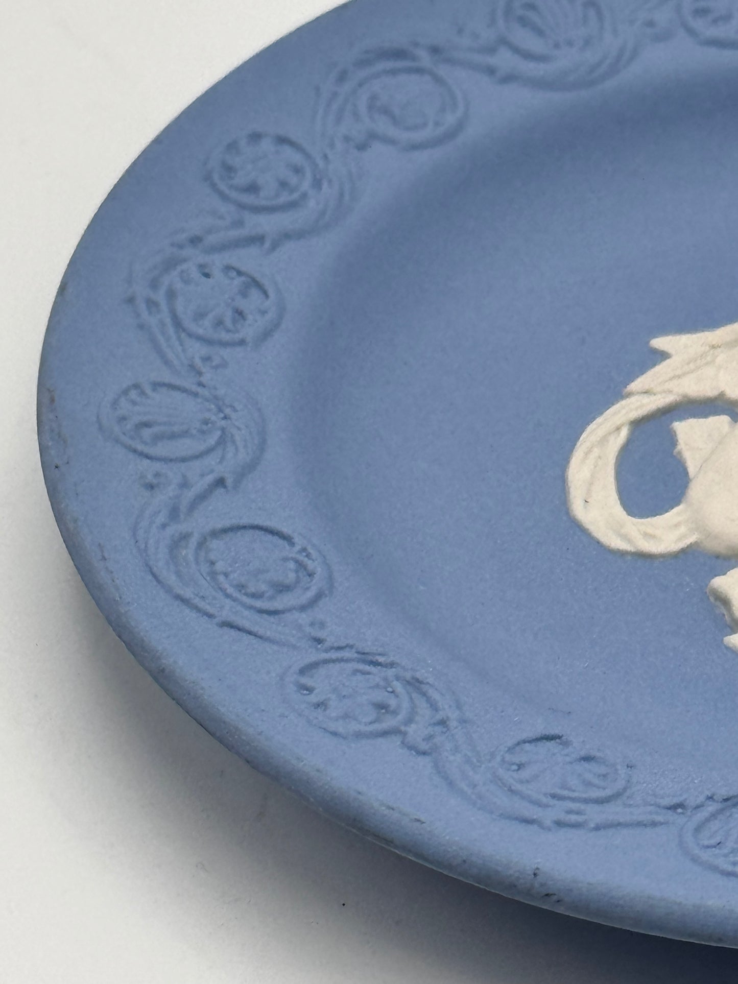 Wedgwood Blue Jasperware Cupid Pin Dish Trinket Plate England