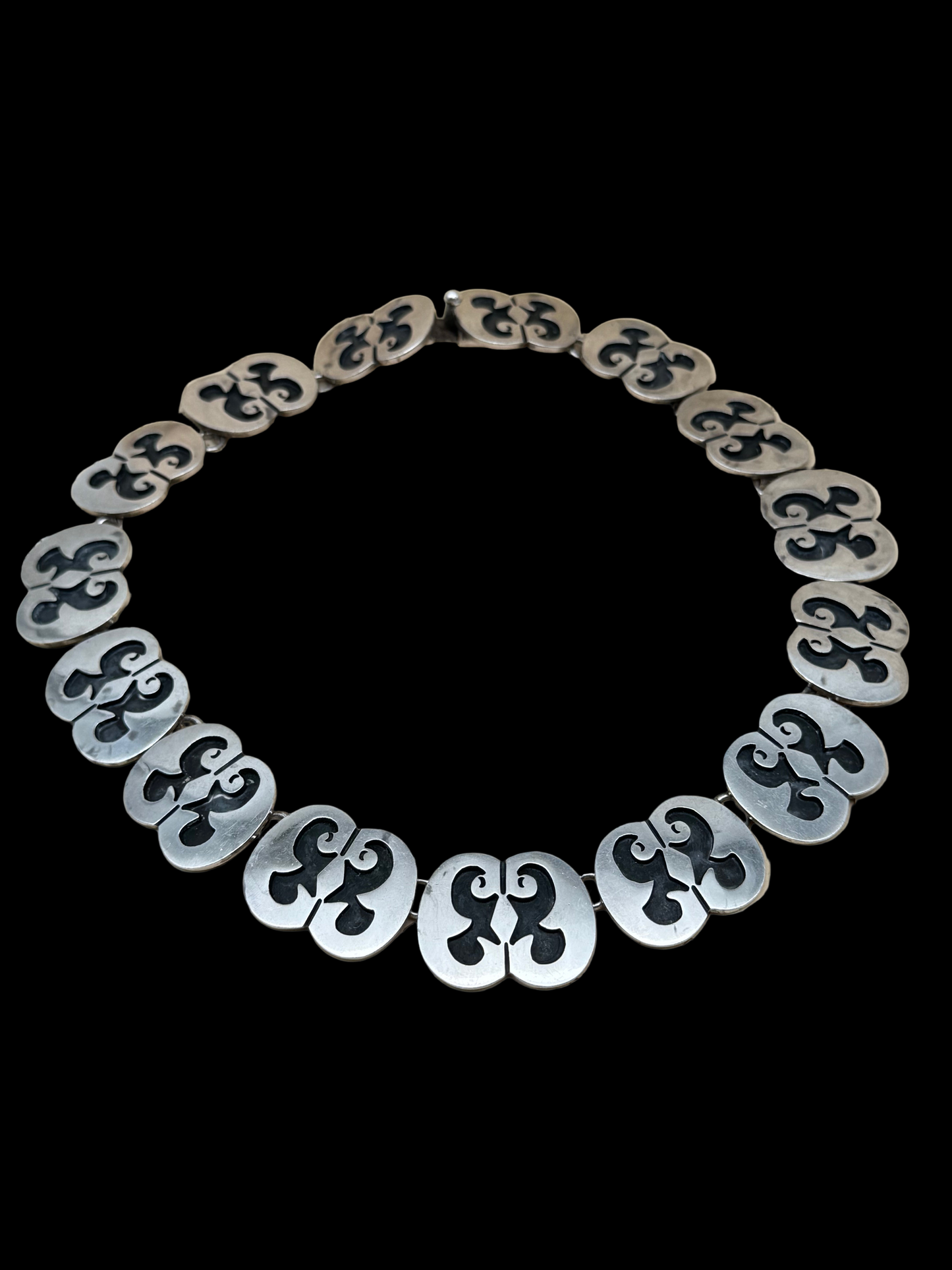 Vintage MEXICAN Taxco Silver Necklace  15.5” Wearable Length SIGNED