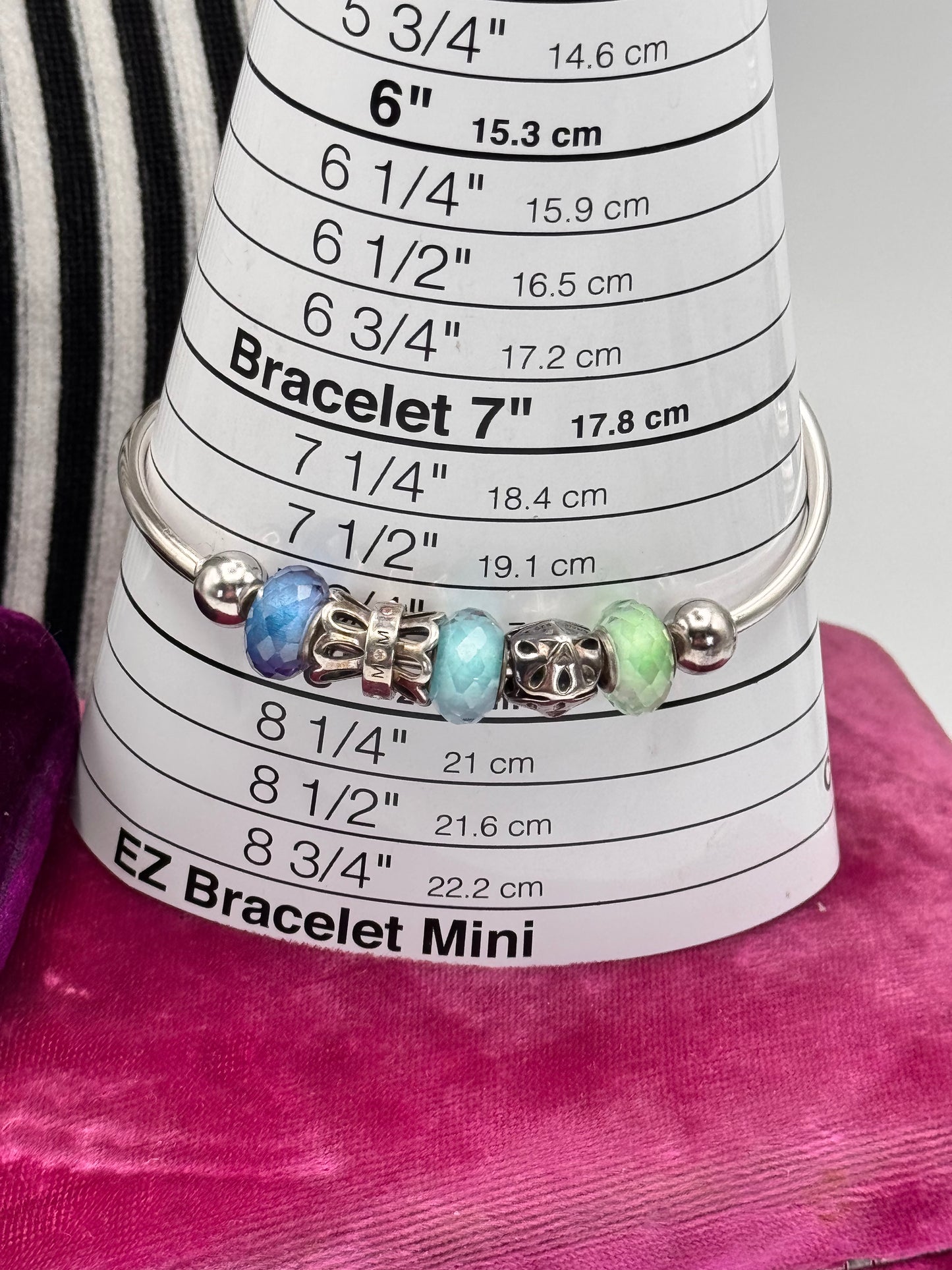 Vintage Sterling Chamilia Open Cuff Bracelet with Mixed Charms 7”+