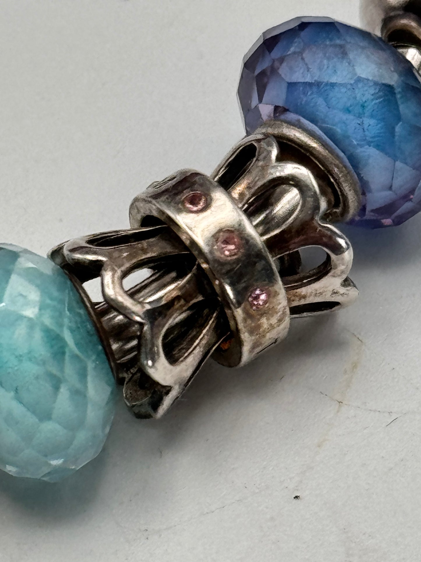 Vintage Sterling Chamilia Open Cuff Bracelet with Mixed Charms 7”+