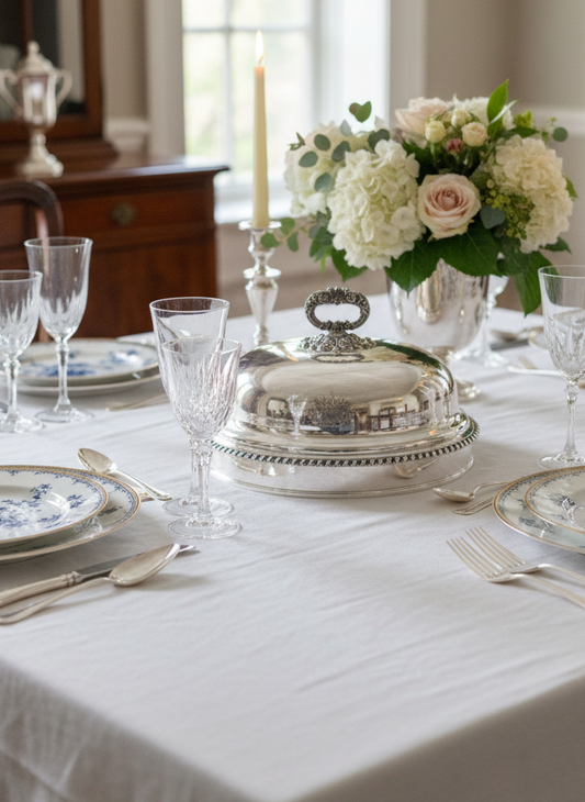 Large Sheffield Plate Georgian Style Meat Dome with Removable Handle Ca 15.75” x 11.75” x 12” SUBSTANTIAL