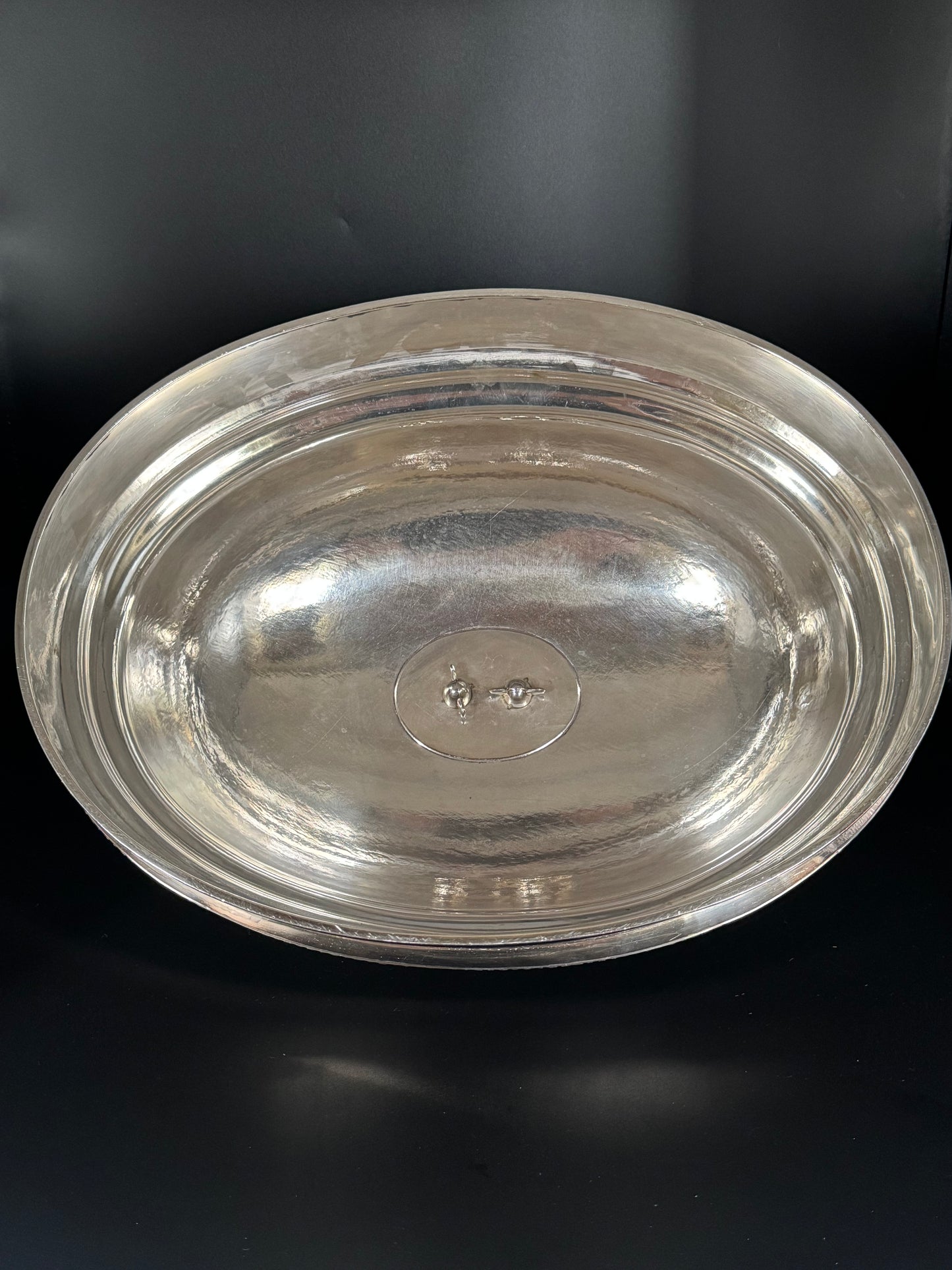 Large Sheffield Plate Georgian Style Meat Dome with Removable Handle Ca 15.75” x 11.75” x 12” SUBSTANTIAL