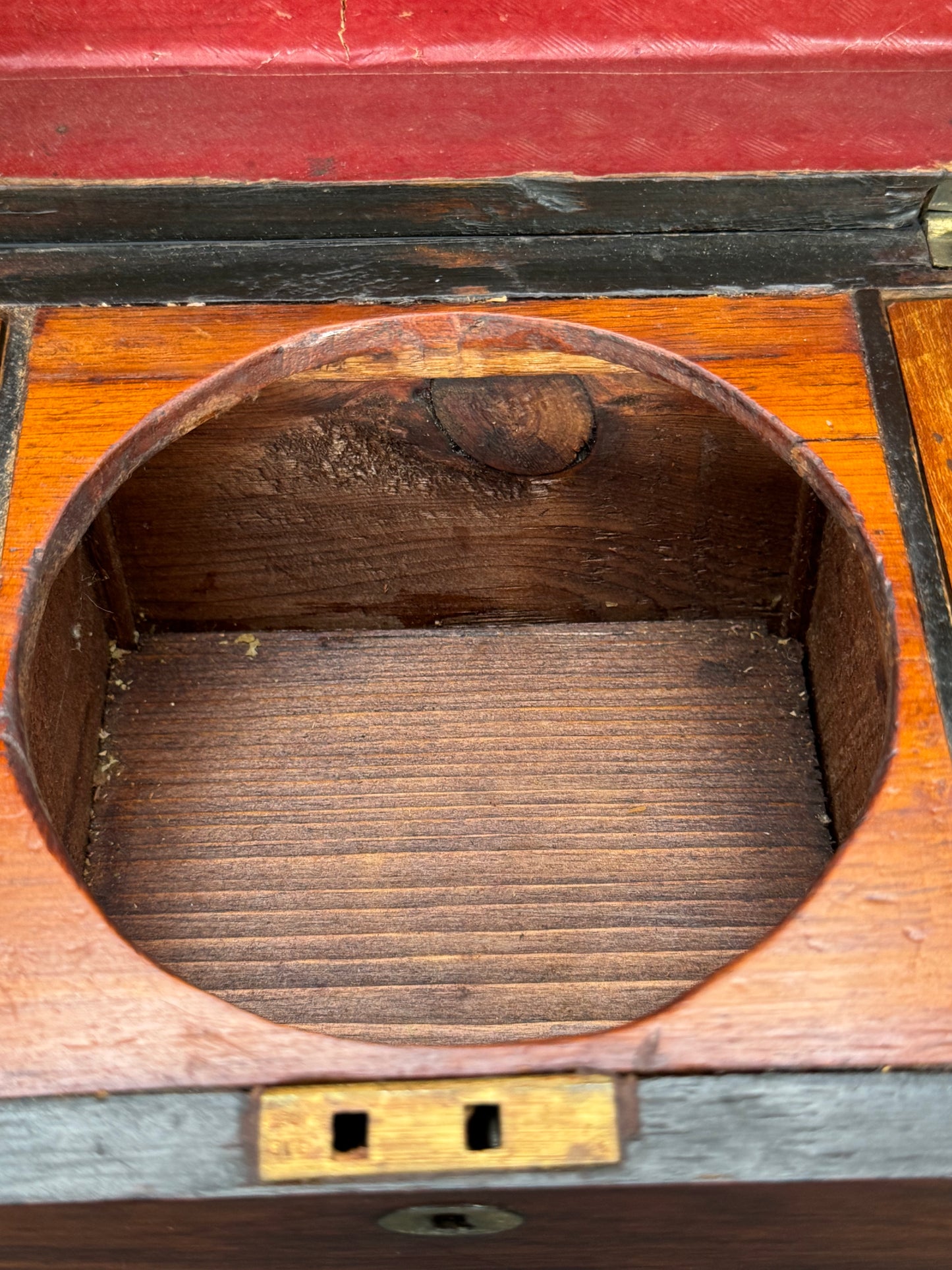 Antique Sarcophagus ENGLISH Style Tea Caddy Glass Mixing Bowl Wood ESTATE FIND No Key