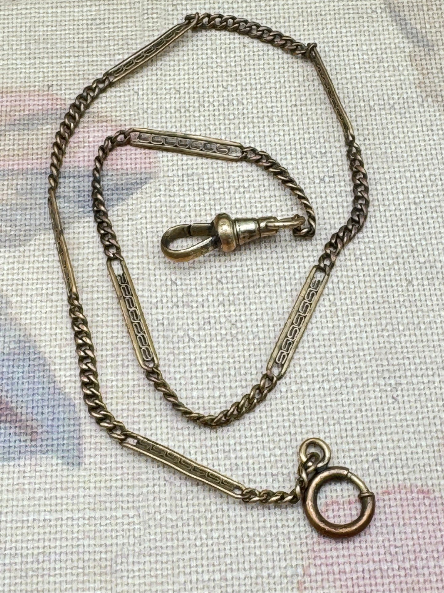 Antique Rose Gold-Filled Watch Chain – 13.5”l Filigree Bar Links