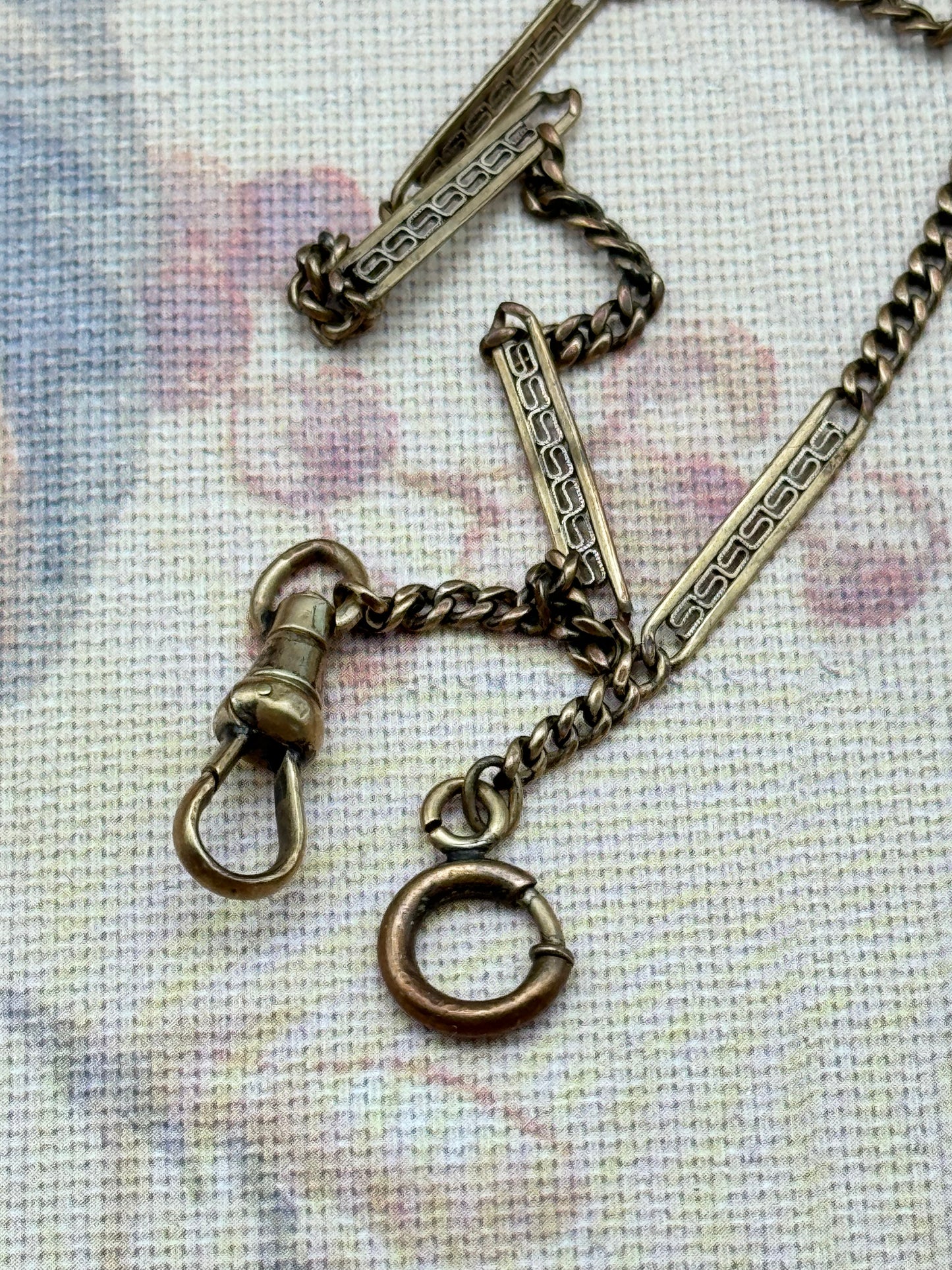 Antique Rose Gold-Filled Watch Chain – 13.5”l Filigree Bar Links
