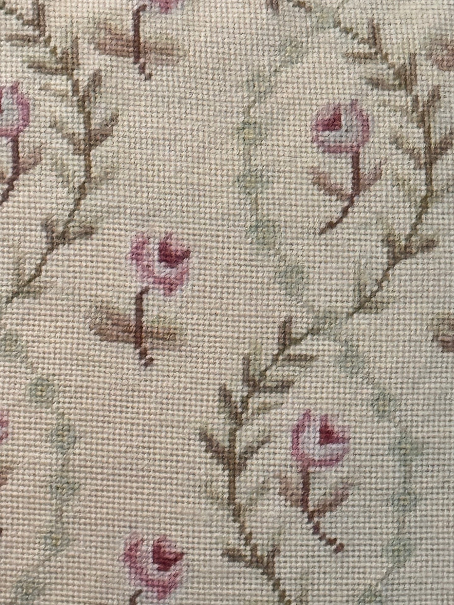 1 Vintage Petit Point Rose Pillow 13” x 13” Velvet Back Tassel Trim