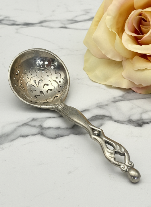 Vintage DANISH Slottled Ladle Pewter Tone ESTATE FIND Hallmarked Denmark