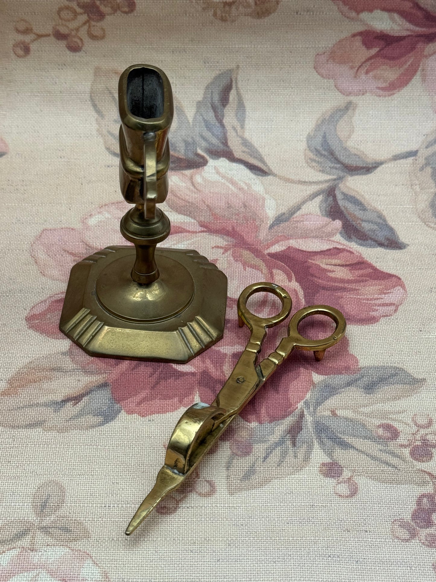 Vintage-Style Brass Candle Snuffer Wick Trimmer with Holder – Reproduction