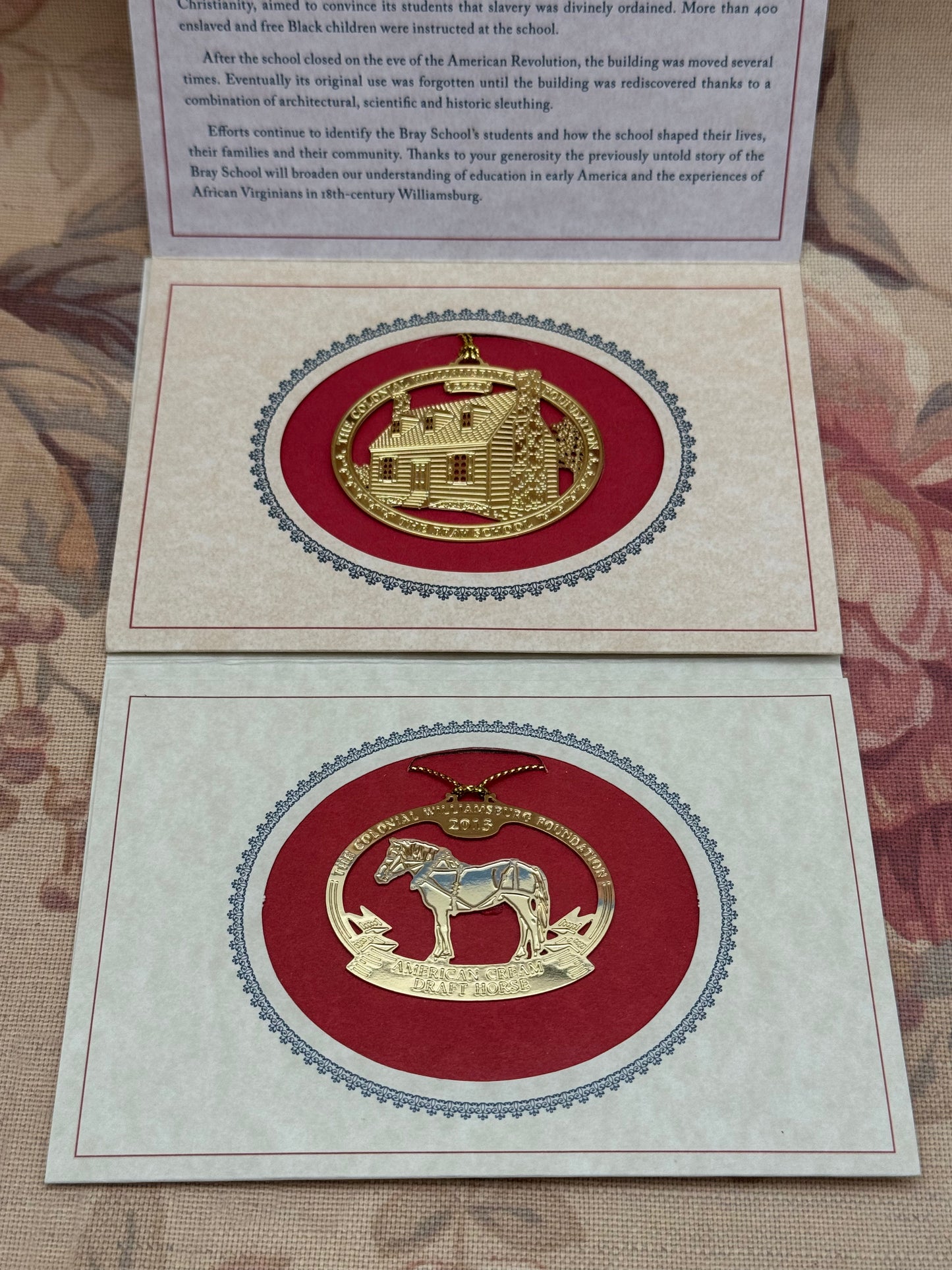 Colonial Williamsburg Annual Christmas Ornaments – Bray School & Draft Horse (Set of 2)