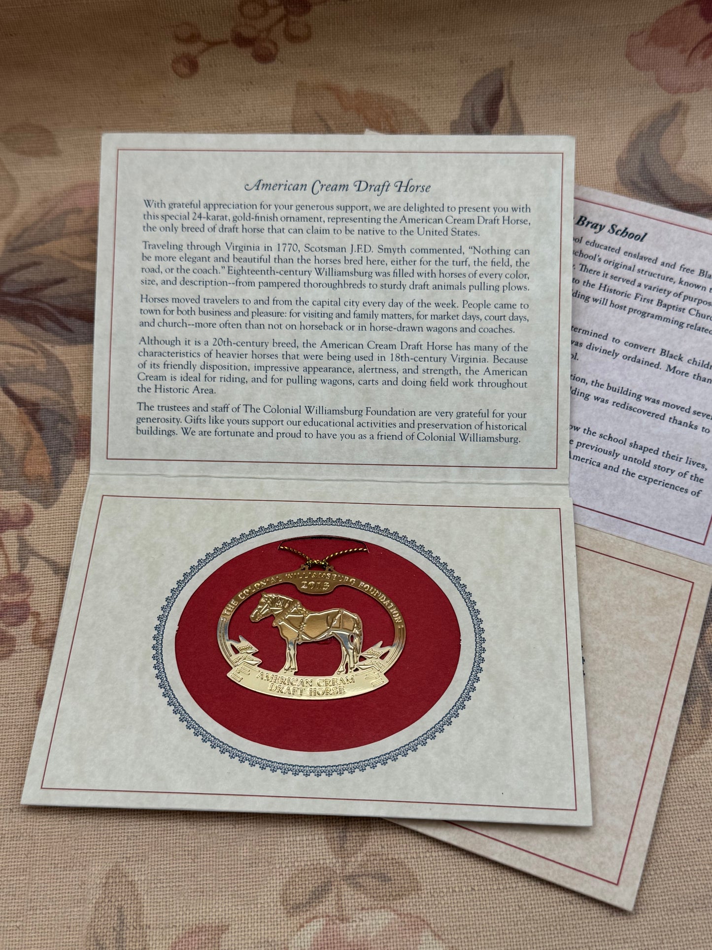 Colonial Williamsburg Annual Christmas Ornaments – Bray School & Draft Horse (Set of 2)