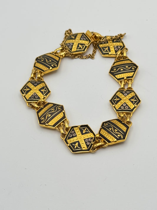Vintage Damascene Spanish Style Bracelet Circa 7” ESTATE FIND