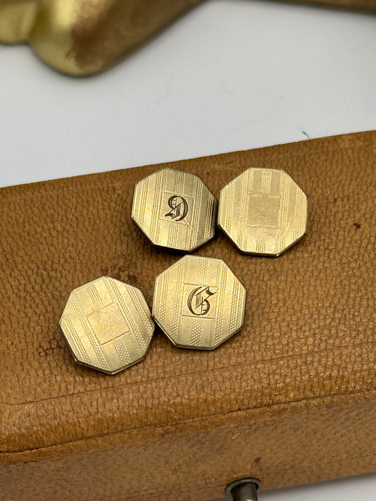Antique Gold Filled Cufflinks Monogrammed (D/G) Estate Find