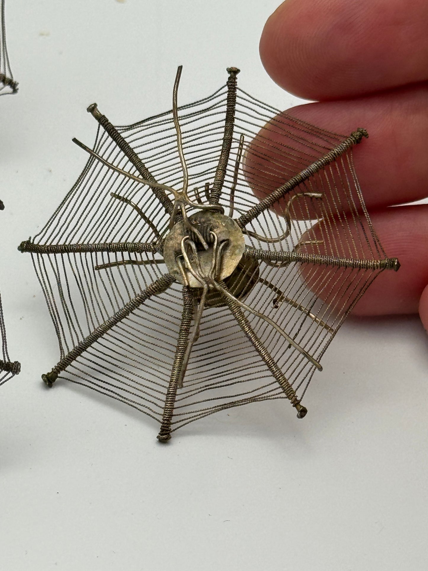 Vintage Antique Set of 6 Silver Spiderweb Place Card Holders – Circa Early 20th Century – Unique Table Decor (SET-C)