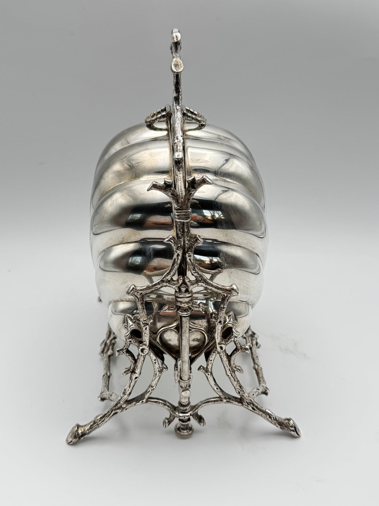 SOLD OUT via Message ONLY Victorian Folding Silver Plate Biscuit Box – Fenton Brothers Ltd. Sheffield c.1890–1900 Branch & Shell Design