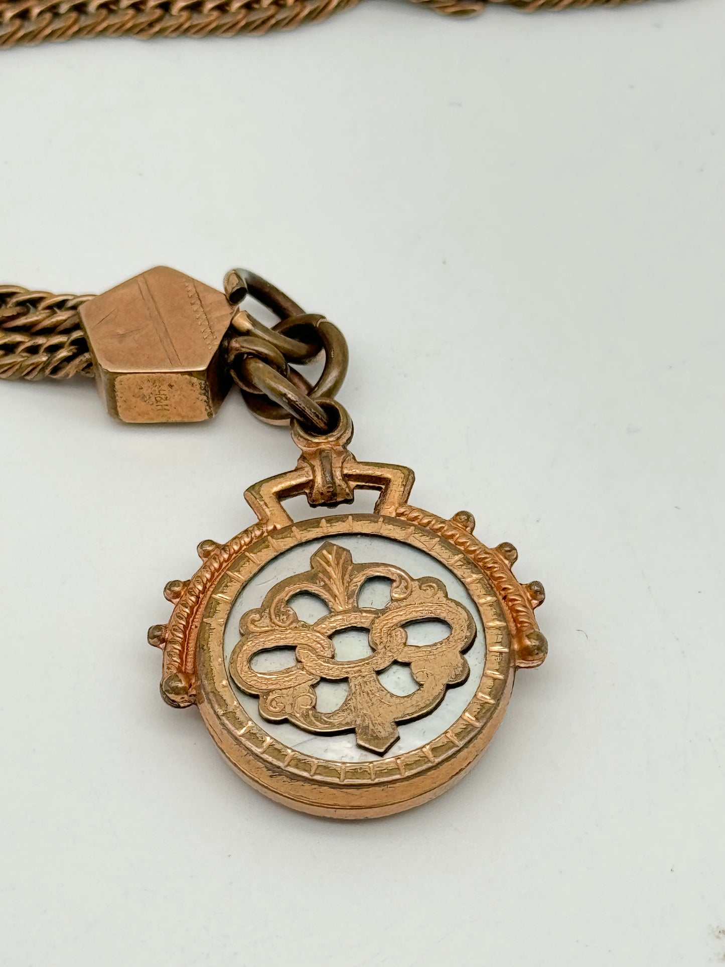 Antique Slider Fob Watch Chain Rose Gold-Filled Circa 14” Total Length