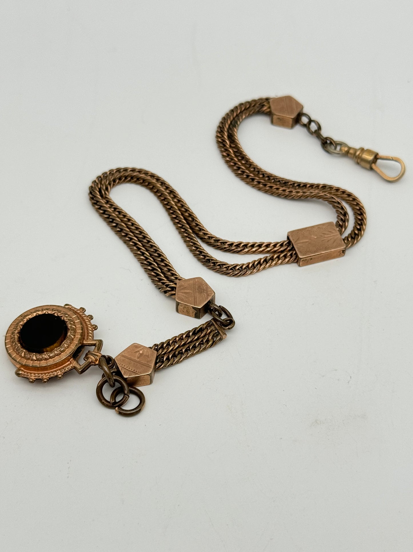 Antique Slider Fob Watch Chain Rose Gold-Filled Circa 14” Total Length