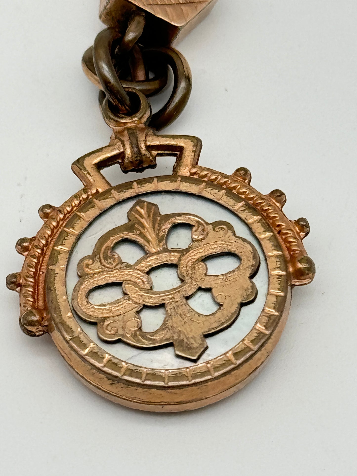 Antique Slider Fob Watch Chain Rose Gold-Filled Circa 14” Total Length