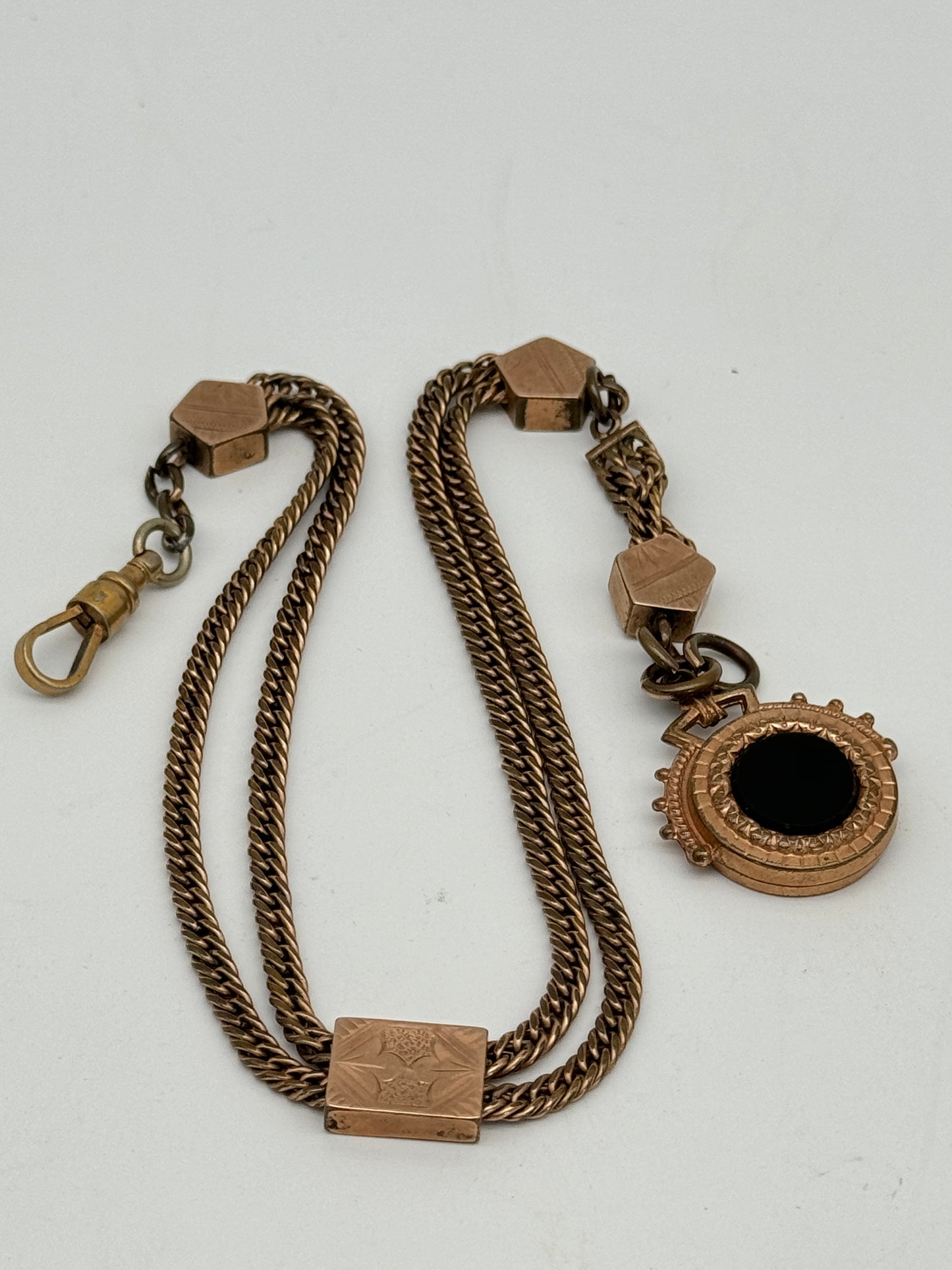 Antique Slider Fob Watch Chain Rose Gold-Filled Circa 14” Total Length