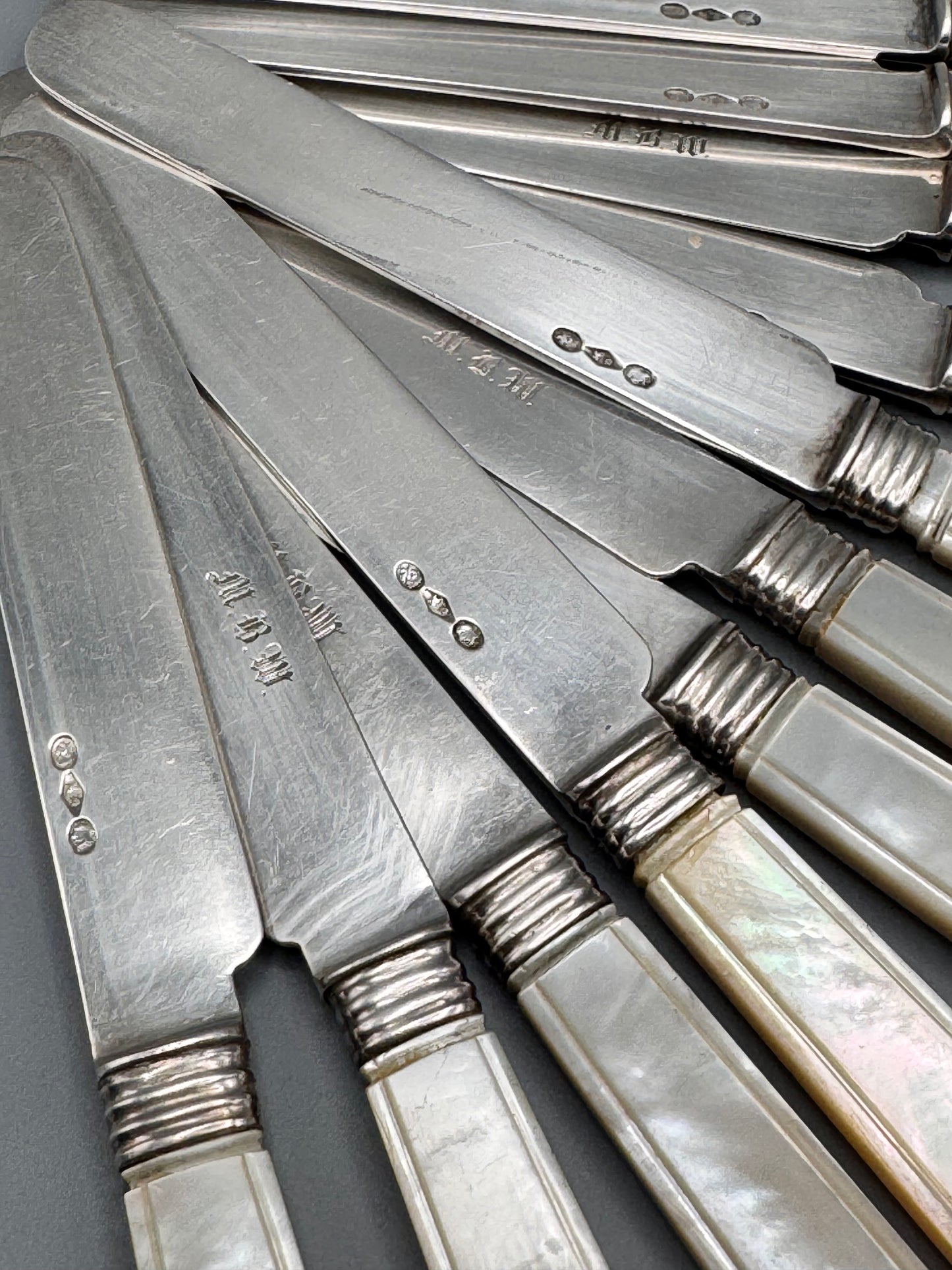 Set of Twelve Henry David New York Coin Silver Knives

Mother of Pearl Handles | Circa 1846–1867