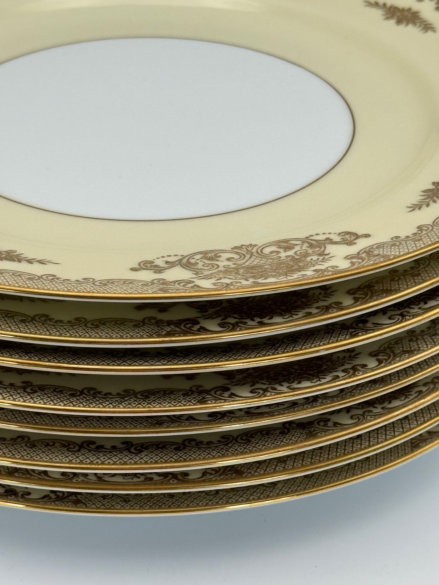 Set of 8 Vintage Noritake Mayfield Dinner Plates 10.5” Floral Gold Trim Japan