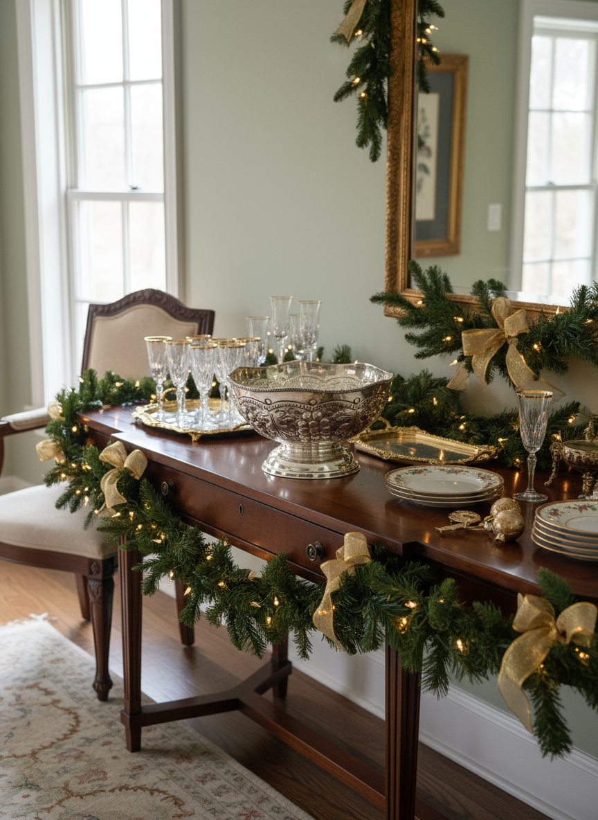 Silverplate Repousse “Punch Bowl” 12” Serpentine Edge Vintage Centerpiece