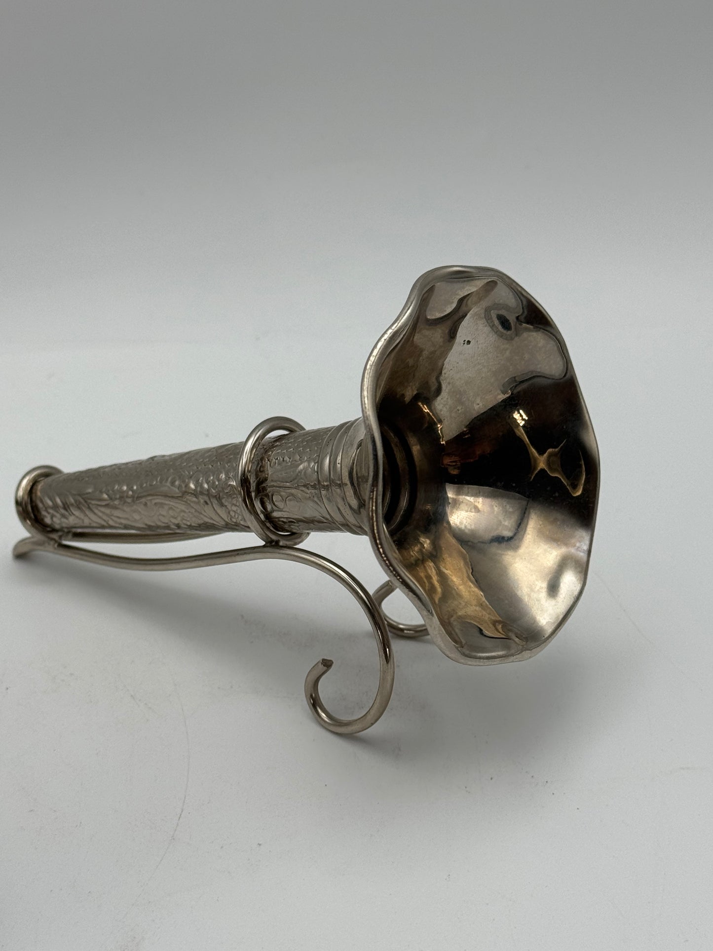 Silverplate Tussie Mussie Pair Edwardian Style with Stands Bud Vases