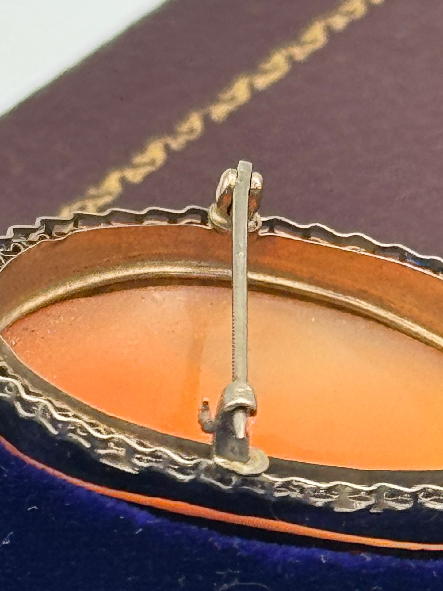 14k White Gold Shell Cameo Brooch Pendant K & S Inc 1.6 x 1.2 in