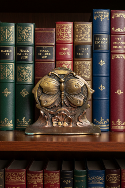 Antique Art Nouveau Small Cast Iron Figural Butterfly Door Stop Bookend