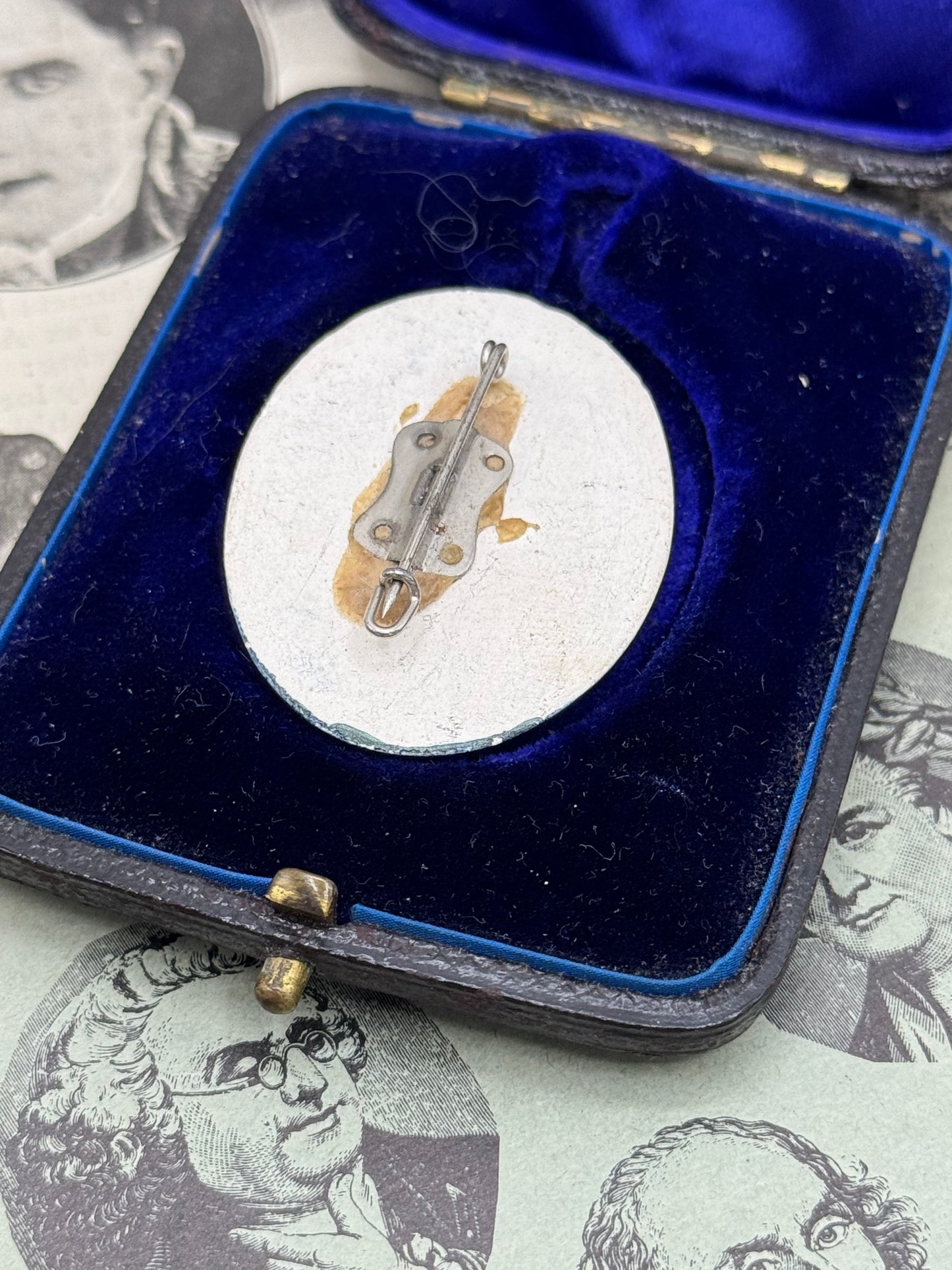 Vintage Delft Style Porcelain Brooch Windmill Landscape Scene