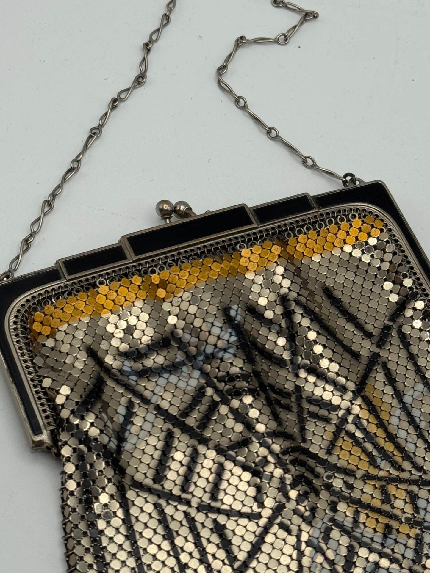 ICONIC Vintage 1920s Whiting & Davis Art Deco Spiderweb Mesh Flapper Evening Purse
