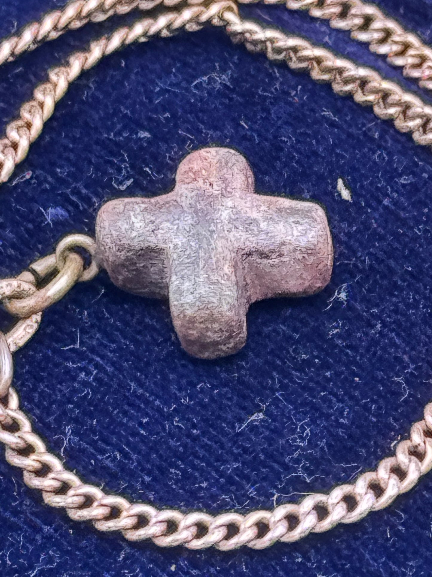 Vintage Watch Chain Cross Fob Dog Clip Chain 15.5” Rose Goldtone Pocket Watch