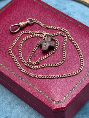 Vintage Watch Chain Cross Fob Dog Clip Chain 15.5” Rose Goldtone Pocket Watch