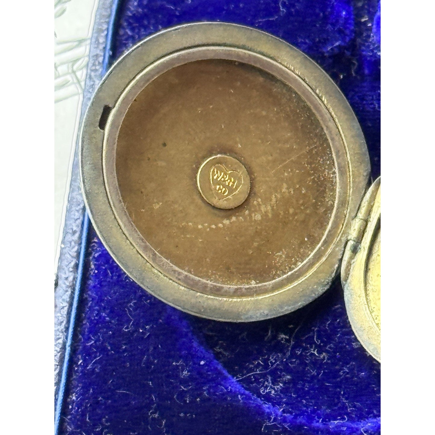 Antique Crescent Moon Locket Gold-Filled Paste Stones W&H Co 1.25” Engraved