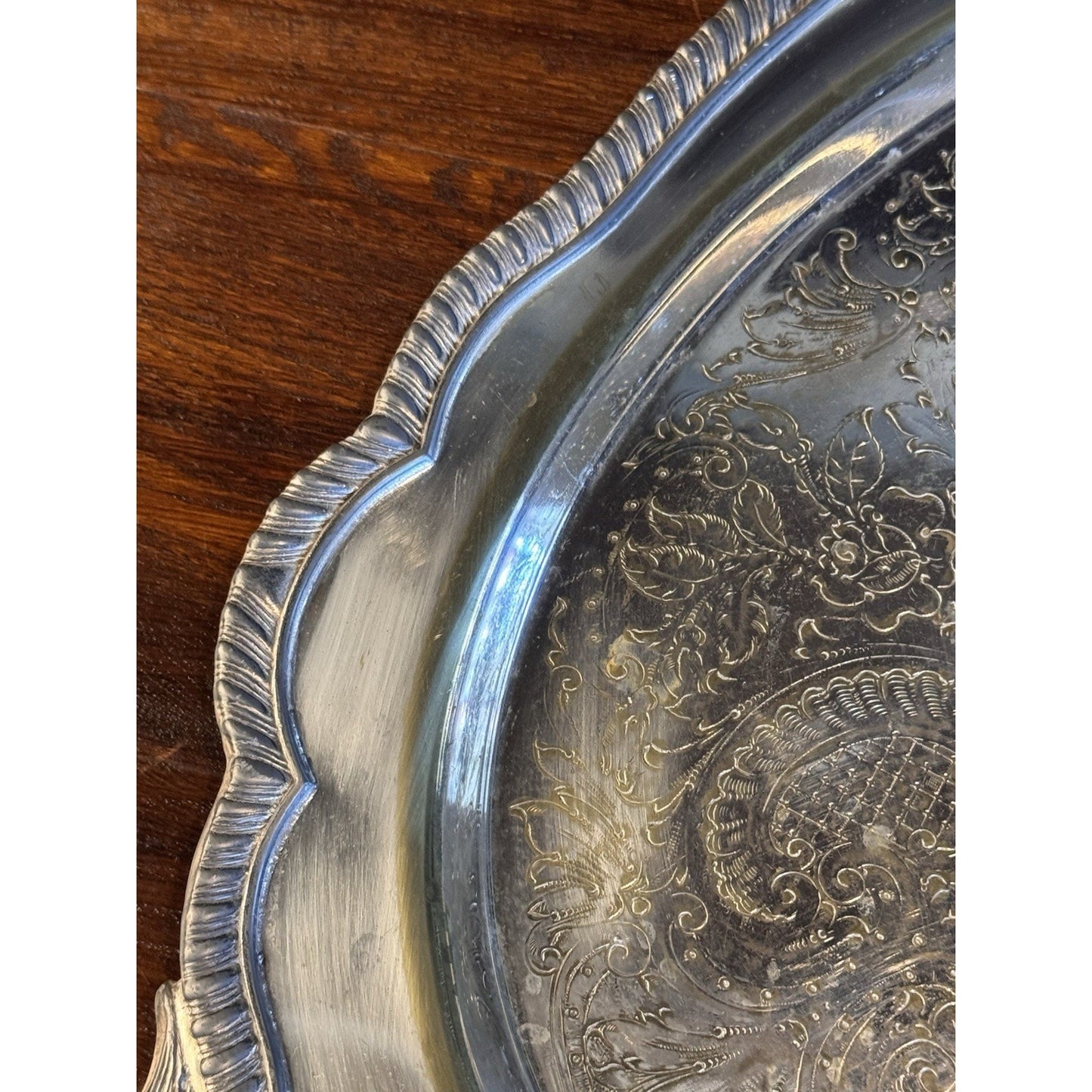 Silverplate Butler Tray F.B. Rogers Ornate Handled SHABBY Chic CONDITION 21”
