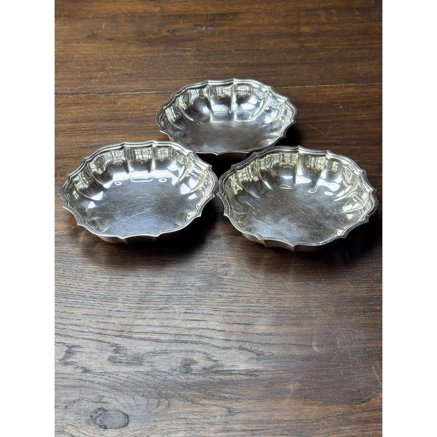 Silverplate Chippendale Nut Bowls Set of 3 International Silver 5.75”