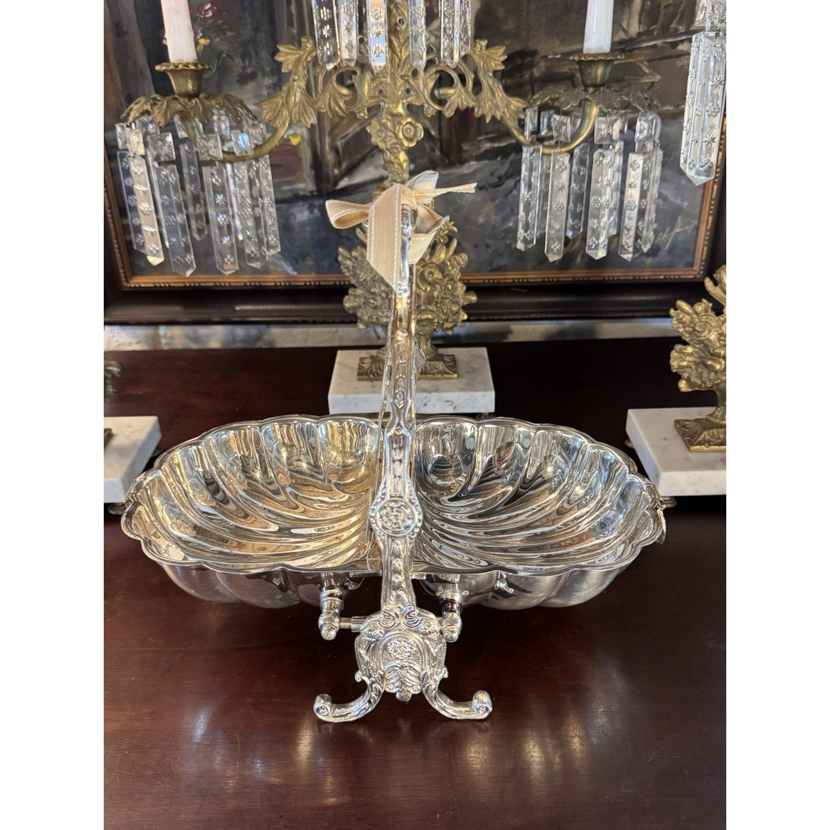 Victorian Style Silverplate Shell Biscuit Box Ornate Folding Server F.B. Rogers 10.5” READ‼️