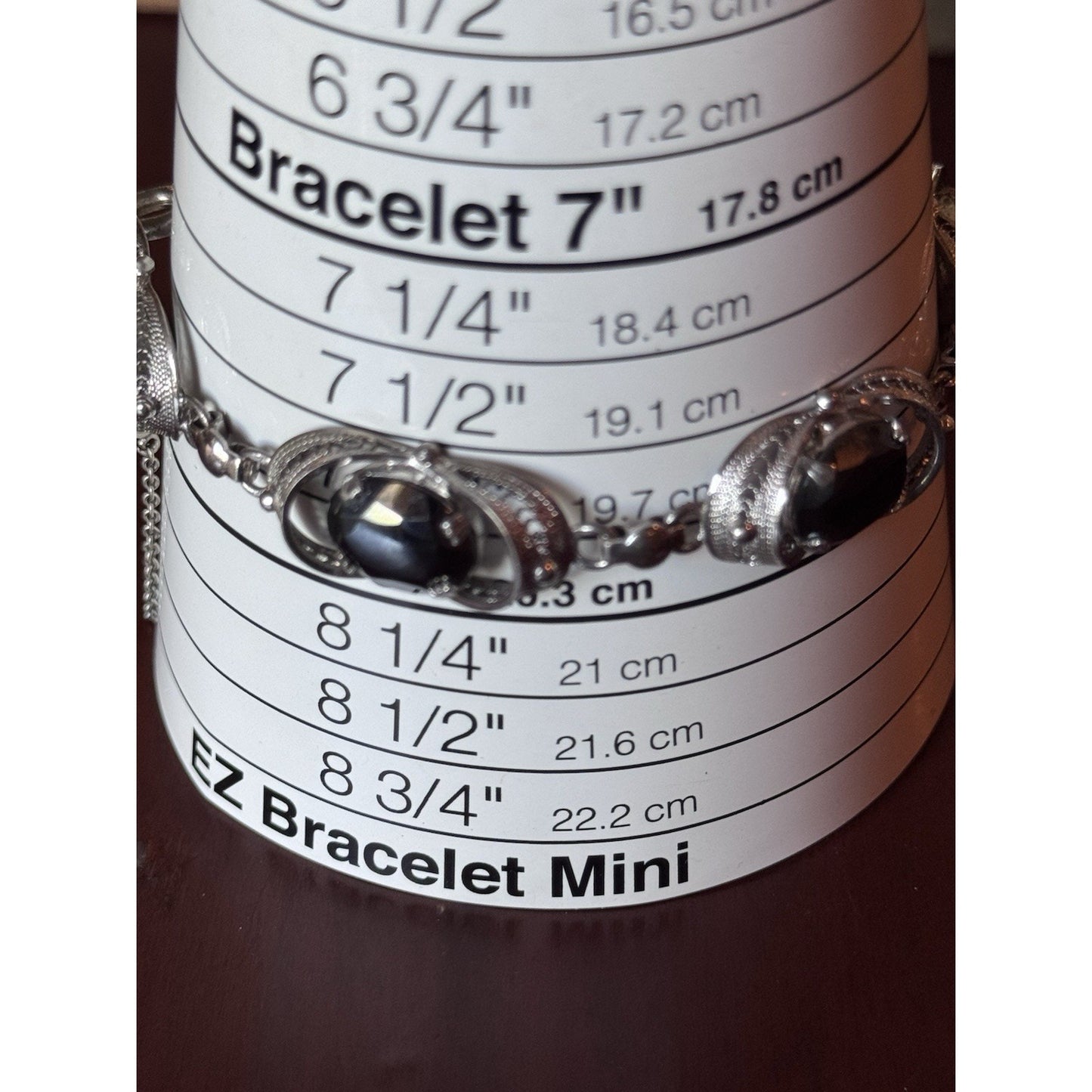 VINTAGE Bracelet Sterling Silver “Hematite” Filigree Link Vintage 7.75”