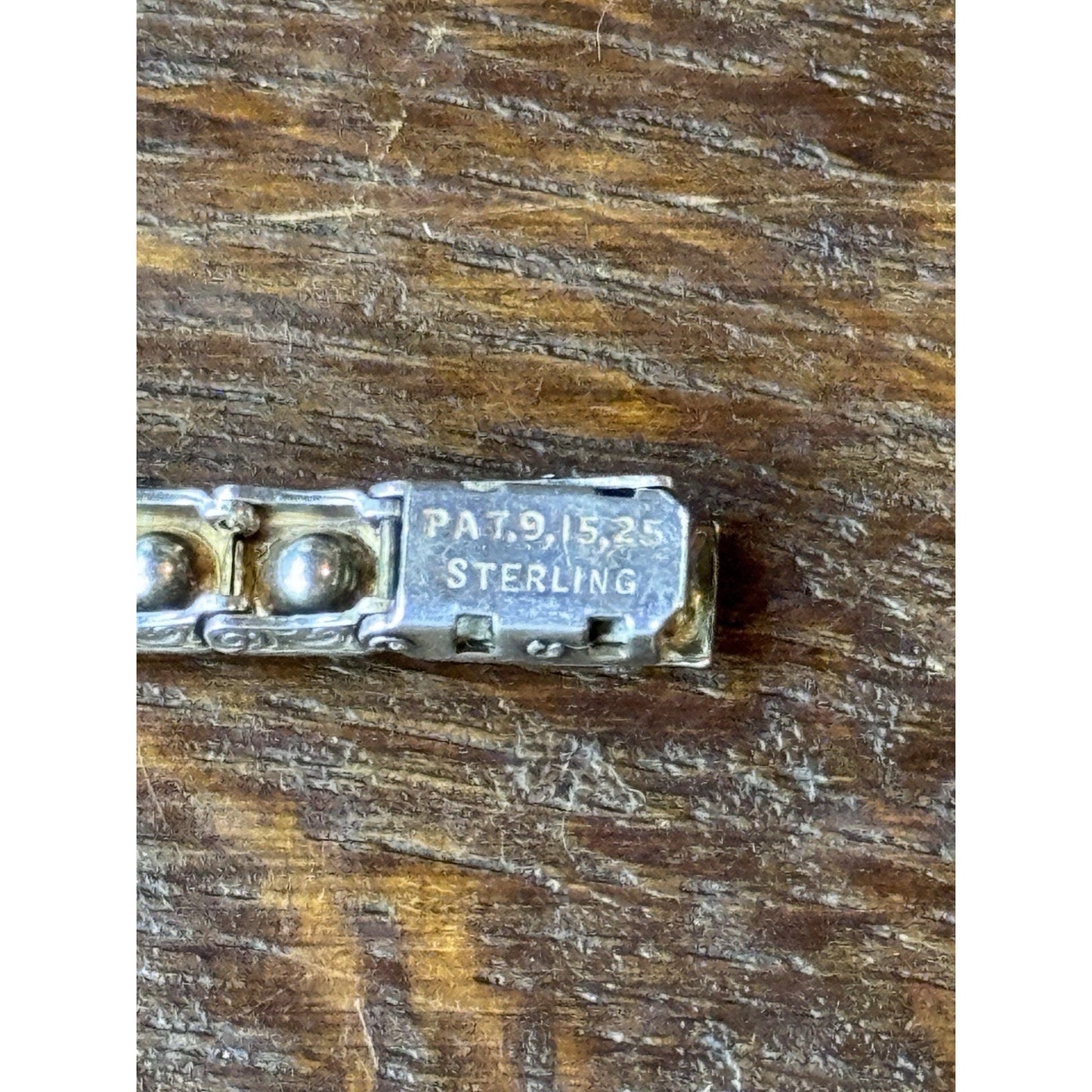 Antique Art Deco Sterling Rhinestone Tennis Bracelet Pat. 9.15.25 6.75”