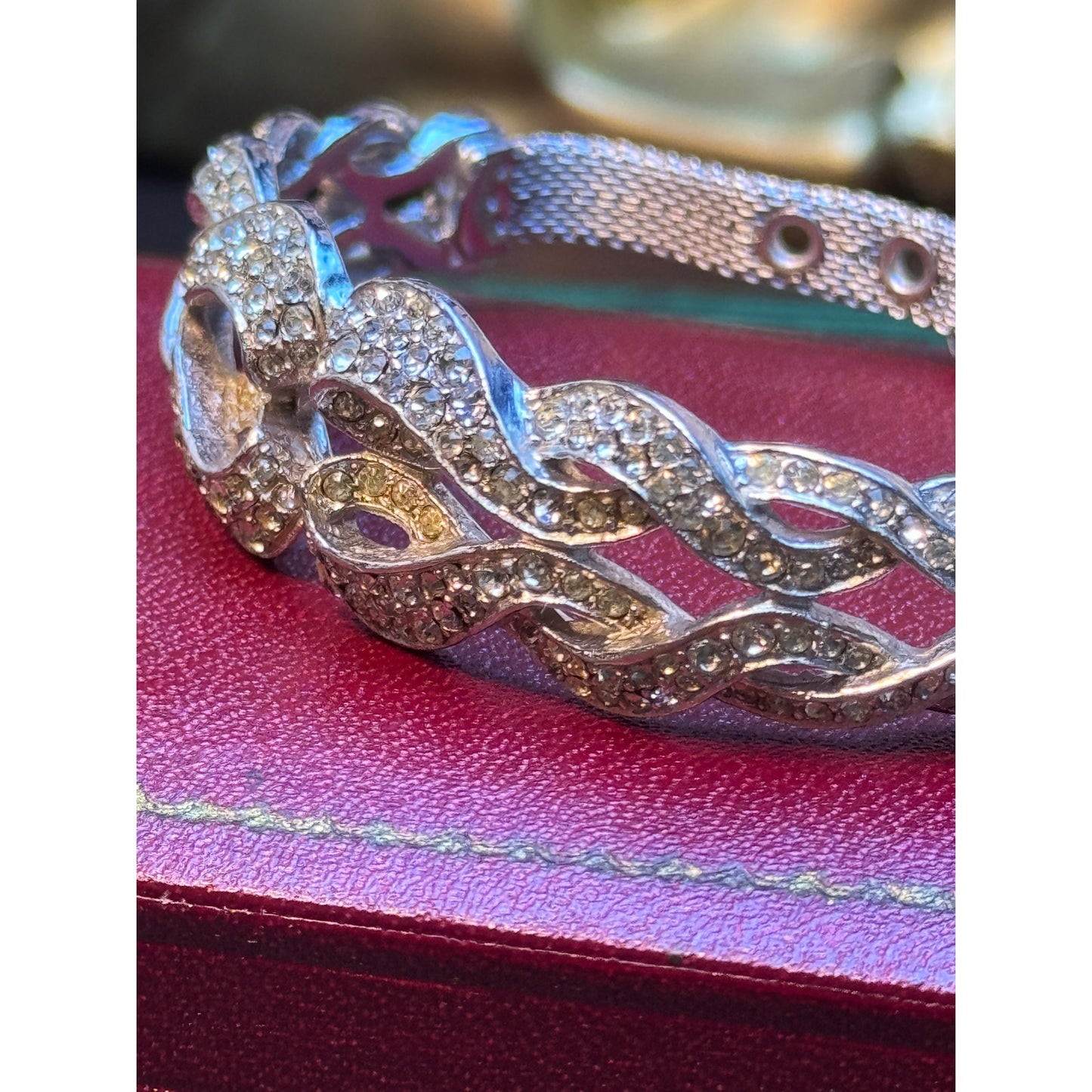 Vintage Silvertone Bracelet Beltstyle Buckle Design 6.25"