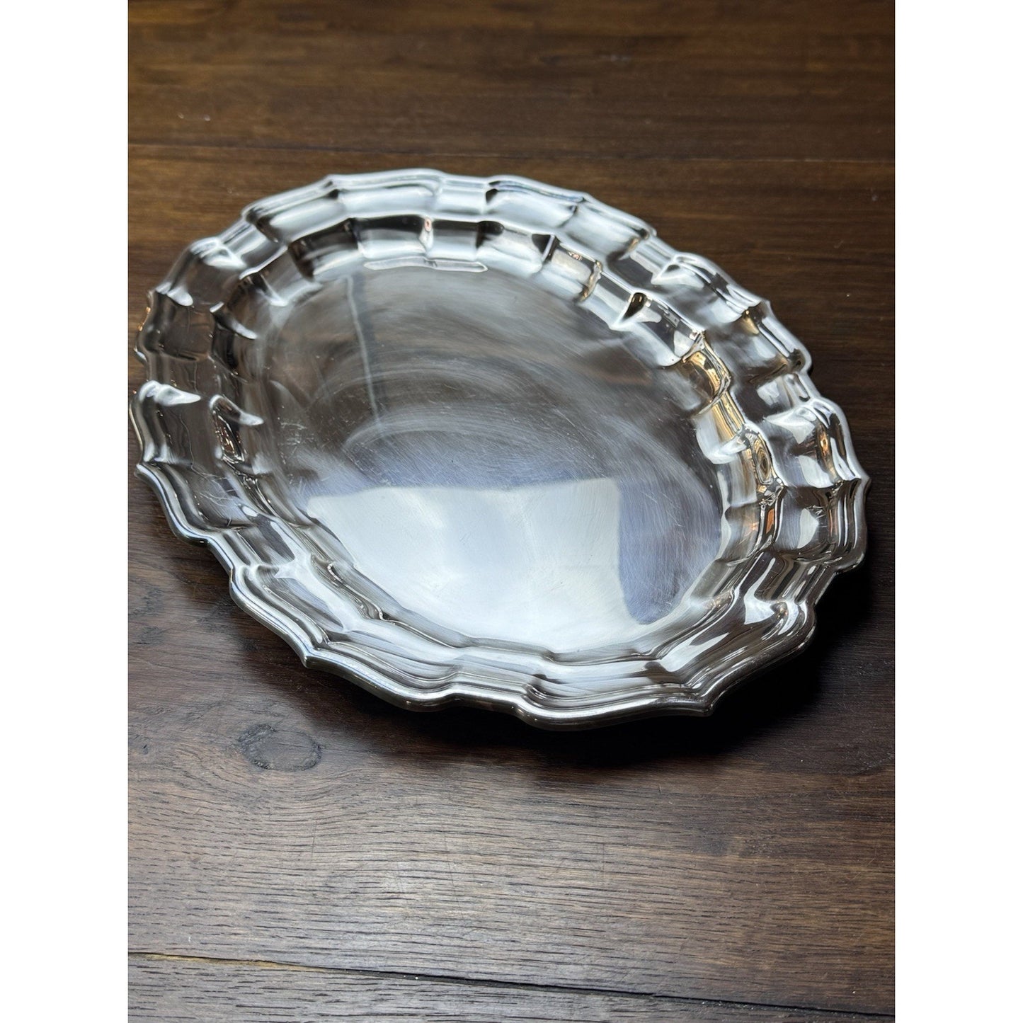 Silverplate Oval Serving Tray Reed & Barton Chippendale 15.25”