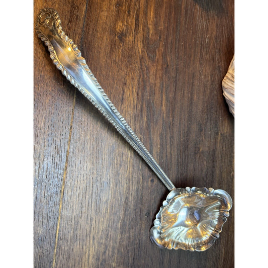 Silverplate Serving Ladle 13" Large Shell Bowl Victorian Art Nouveau Style