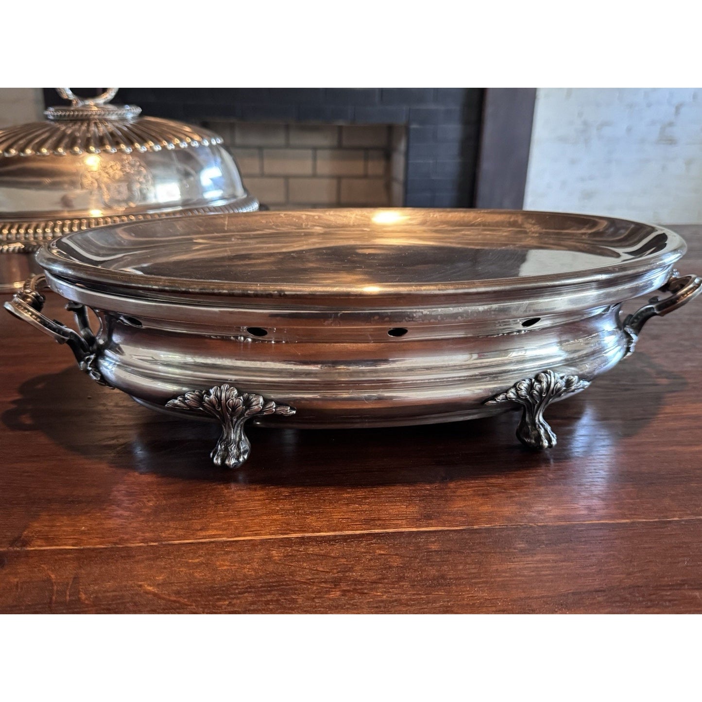 Antique French Silver Plate Entrée Warmer Footed CASSES & Cie