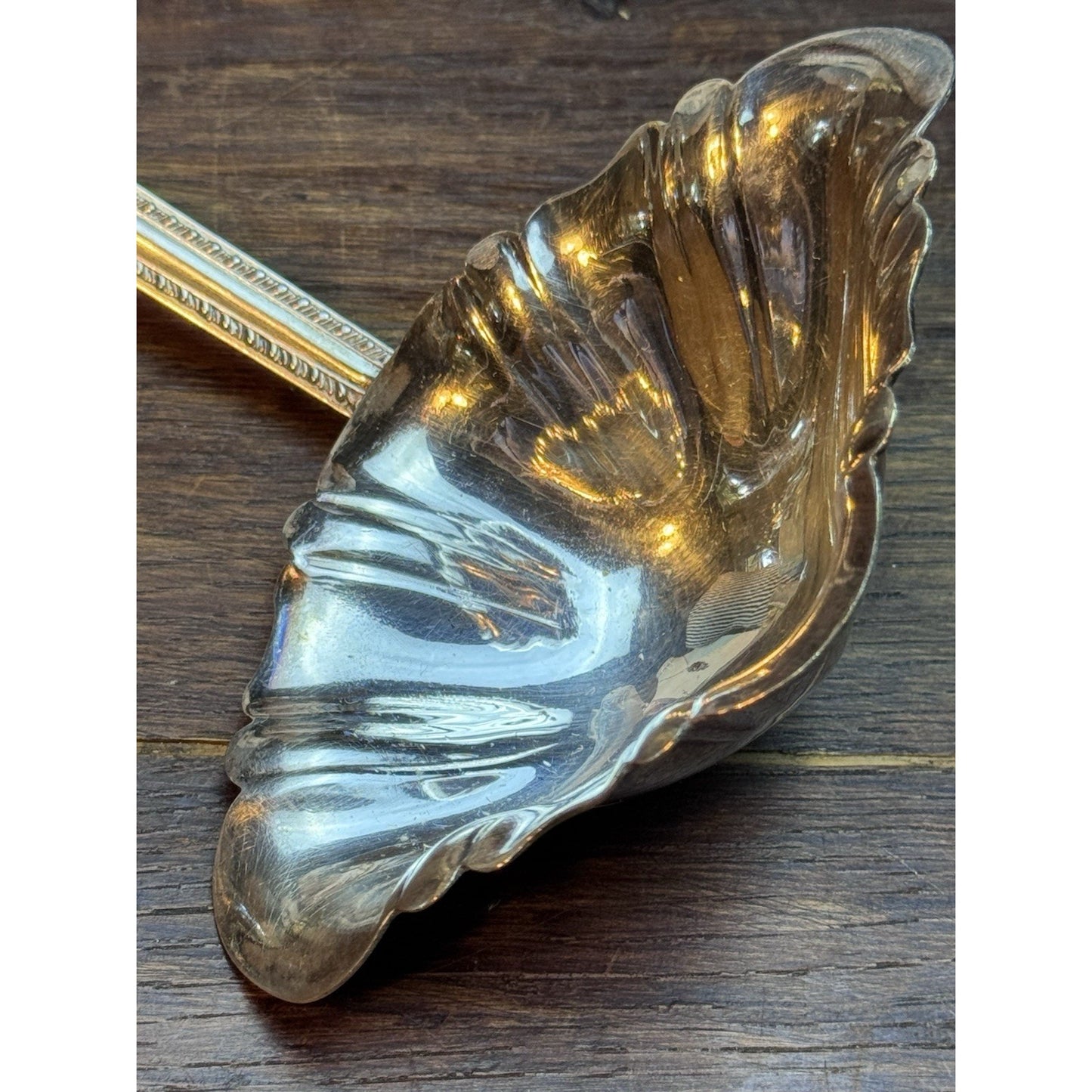 Silverplate Serving Ladle 13" Large Shell Bowl Victorian Art Nouveau Style