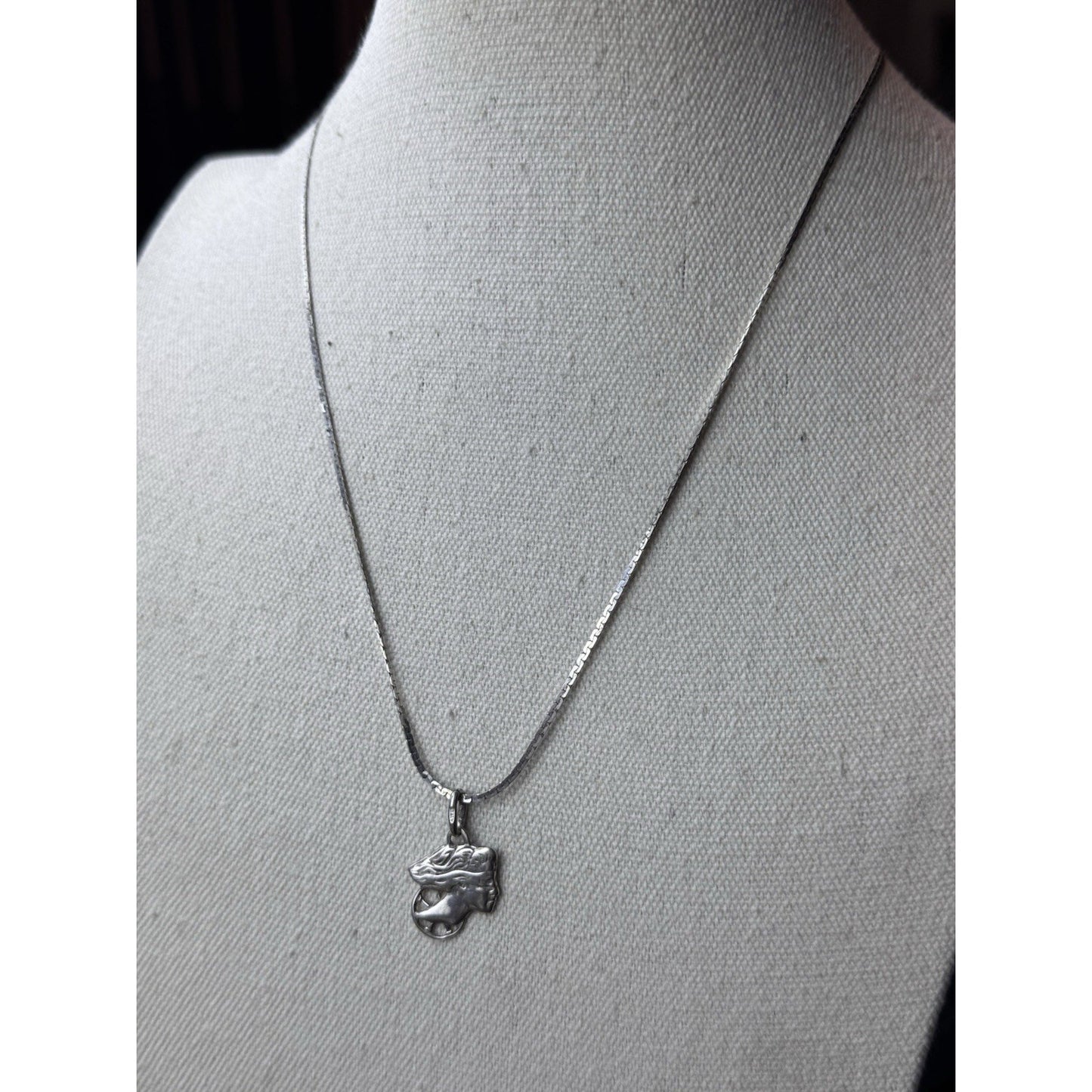 Art Nouveau Style Sterling Silver Woman Pendant Necklace 19.75” Italy 925 1”