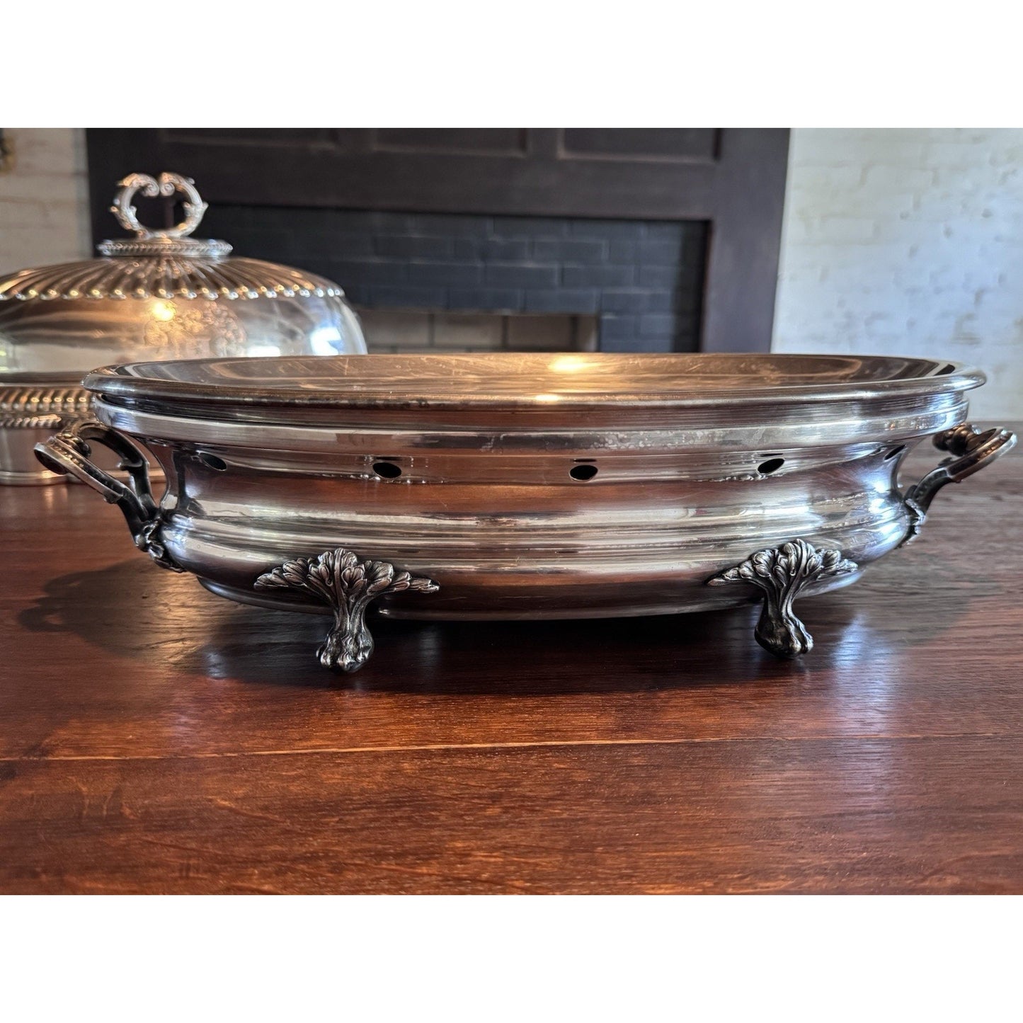 Antique French Silver Plate Entrée Warmer Footed CASSES & Cie