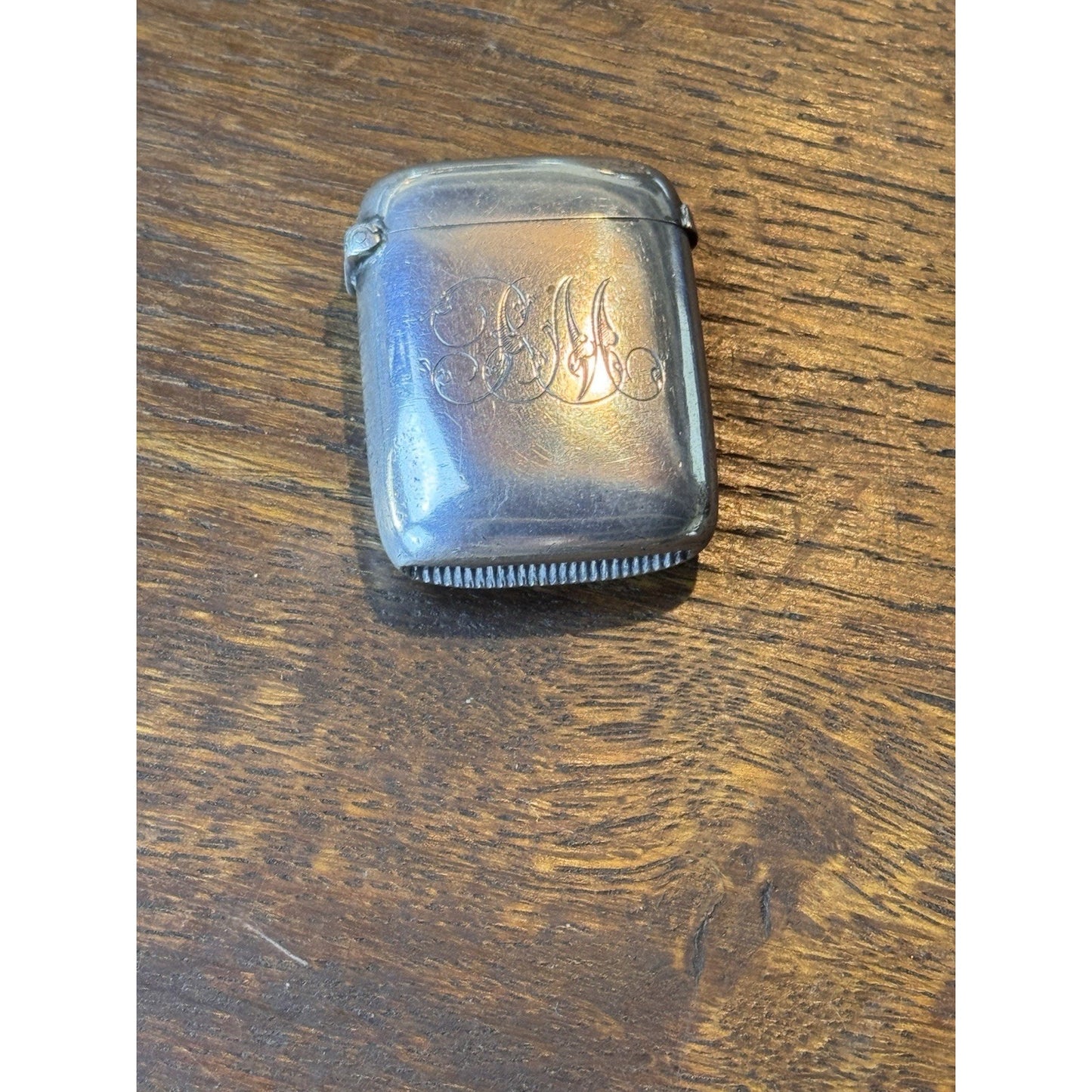 Antique Vesta Match Case Victorian Sterling Silver Birmingham 1.5” x 1.25” Mono