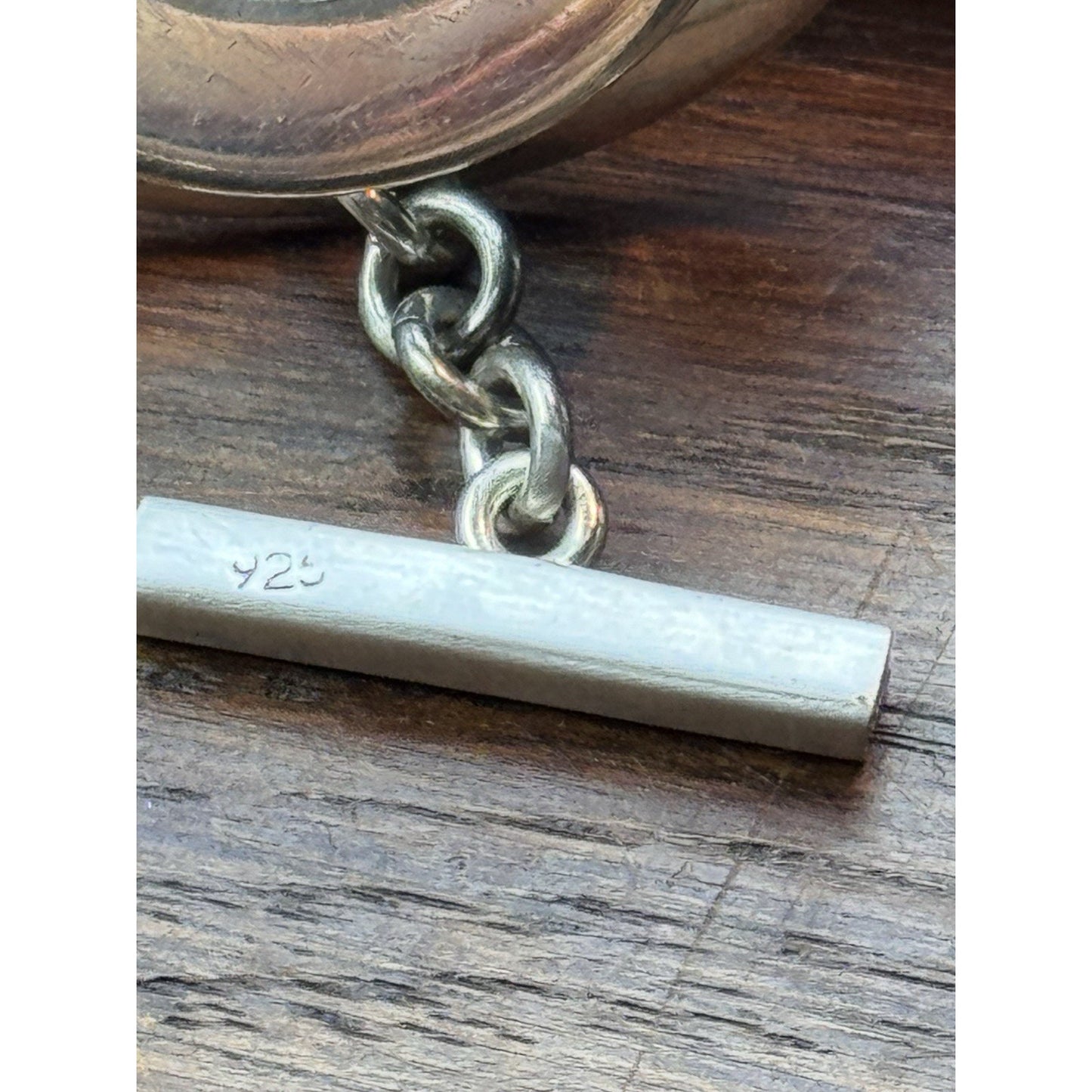 Sterling Silver Modernist Bracelet 6.25” Sculptural Circle Links Toggle 61.2g