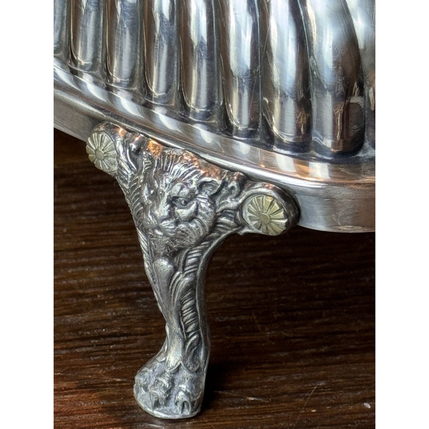 Silverplate Roll Top Butter Dish F B Rogers Silver Co Lion Feet 7.5”
